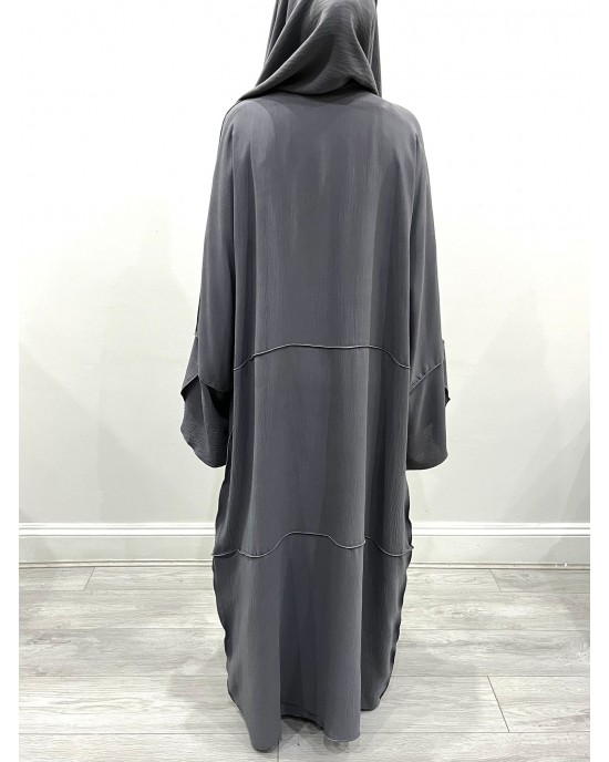Amani's Three Piece Open Abaya - Slate Gray