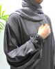 Dark Taupe Textured Satin Abaya With Pockets