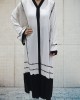 Black and White open abaya - Abayas - BW2020