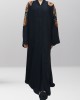 Najad black and orange open abaya style UK - Abayas - NJ19