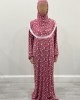 French Pink Daisy Print Pull Over Prayer Dress