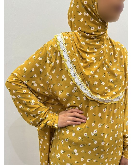 Honey Yellow Daisy Print Pull Over Prayer Dress