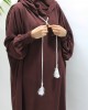 Double Hooded Prayer Abaya With Pockets - Brown