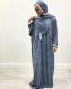 Corn Blue Floral One Piece Prayer Dress With Attached Scarf