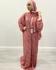 Pink Rose Floral One Piece Prayer Dress With Attached Scarf