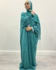 TEAL ONE PIECE PRAYER DRESS WITH ATTACHED SCARF