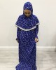 One Piece Royal Blue Floral Prayer Dress - Prayer Dress - PD204