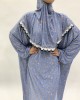 Soft Blue Slip-On One Piece Prayer Dress With Attached Hijab