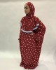 Ruby Red Slip-On One Piece Prayer Dress With Attached Hijab