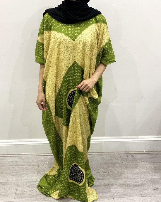 Green Shaash Print Bati Cotton Maxi Dress - Bati Dresses - BATI023
