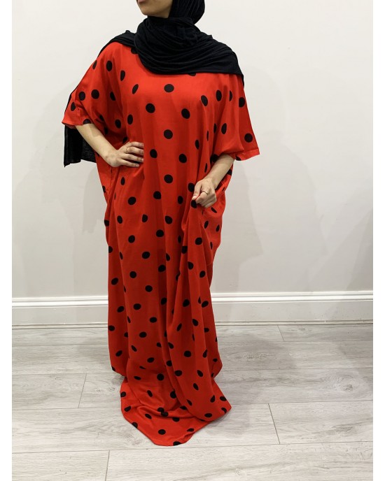 Red Polka Dot Bati Cotton Maxi Dress - Bati Dresses - BATI020