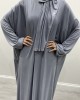 One Piece Lycra Prayer Dress With Attached Hiijab - Silver Grey