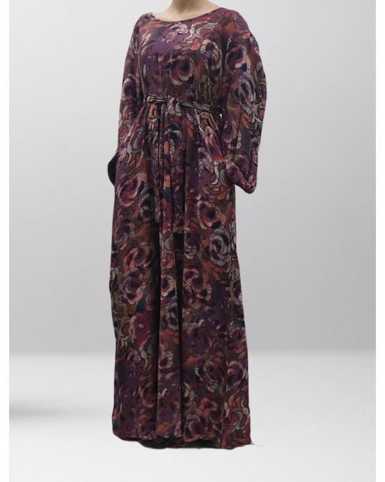 Soft printed cotton casual floral long sleeve maxi dress - Long Sleeve Maxi Dresses - DRESS010