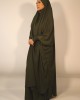 Amani's Two Piece Ruched Cuffs Jilbab Set - Dark Green
