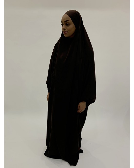 Amani’s One-Piece Chocolate Brown Overhead  Jilbab / Burka with Pockets