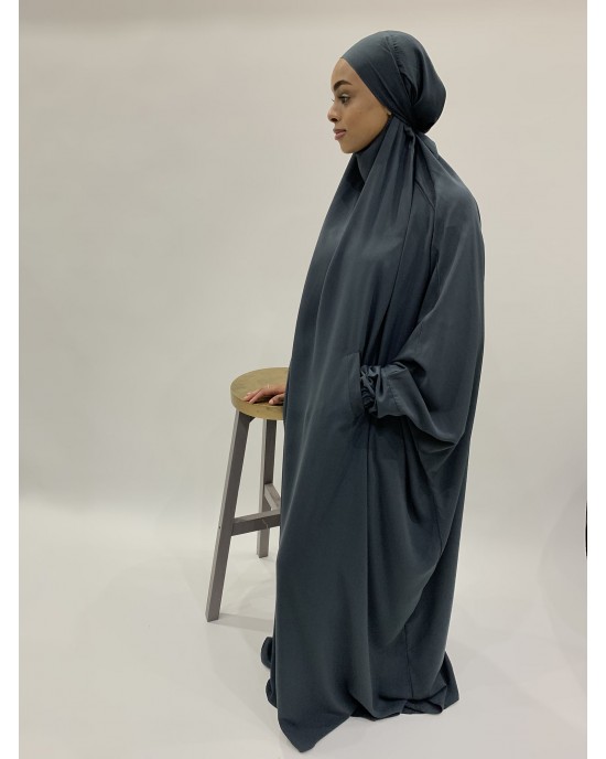 Amani’s One-Piece Grey Overhead  Jilbab / Burka with Pock