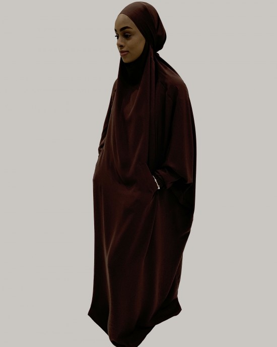 Amani’s One-Piece Umber Brown Overhead  Jilbab / Burka with Pockets