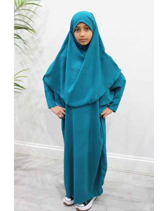 Amani's Abaya And Khimar Set -Dark Turquoise 