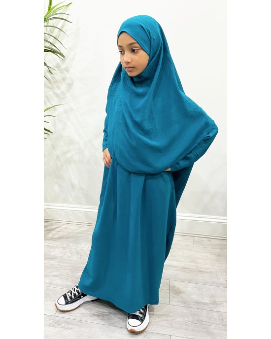 Amani's Abaya And Khimar Set -Dark Turquoise 