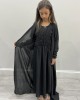 Kids Two-Piece Black Jacket Style Abaya With Belt