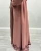Kids Two-Piece Coral Rose Diamante Abaya With Inner Belt