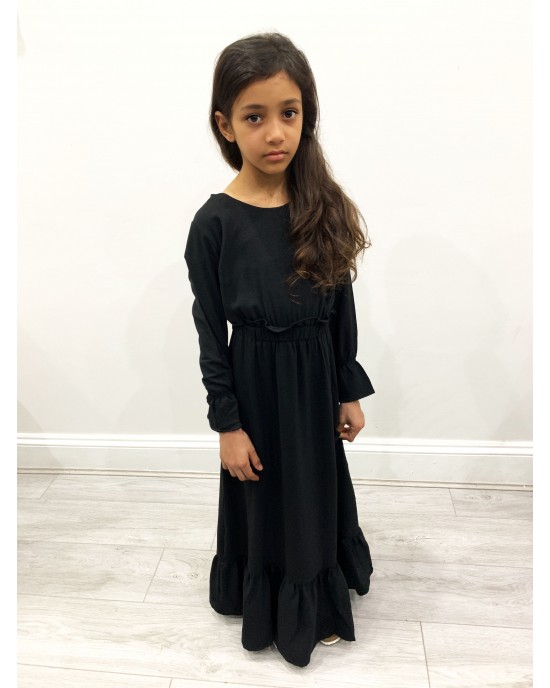 Haya kids black maxi dress with elasticated waist - Childrens Dresses - DRESS2028