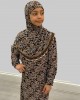 Brown Floral Print Kids Prayer Dress - Childrens Prayer Dresses - AME003