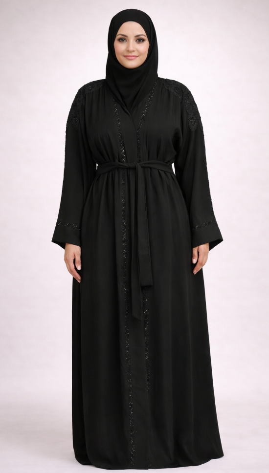 Amani's Open Black Abaya Jacket Style UK