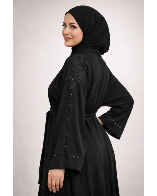 Amani's Open Black Abaya Jacket Style UK