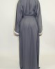Amani’s Grey Open Abaya Style UK With Attached Inner Piece - Abayas - Abaya078
