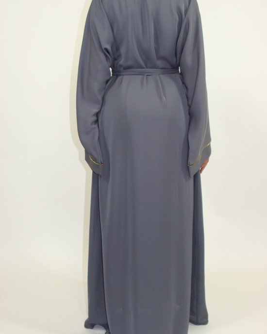 Nathifa Grey Open Abaya Jacket Style AUG006 - Abayas - AUG006