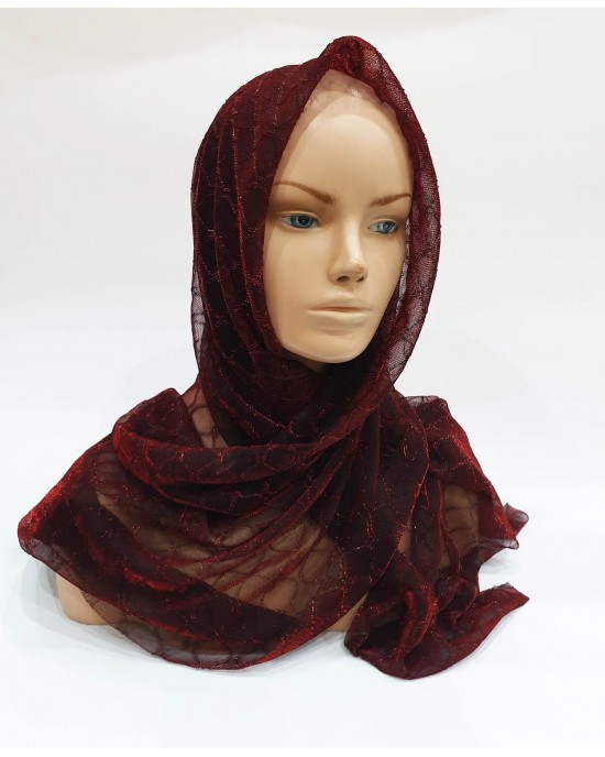 Burgendy Metallic Iridescent Hijab - Occasion Hijabs - HIJAB211