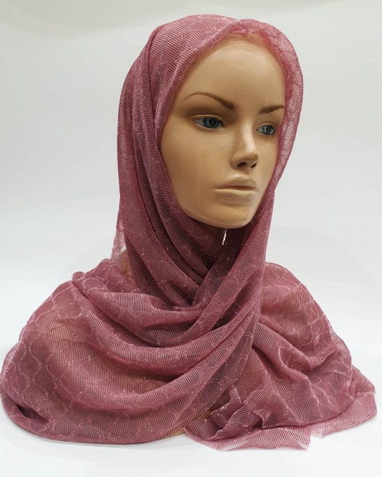 Dusty Pink Metallic Iridescent Hijab - Occasion Hijabs - HIJAB201