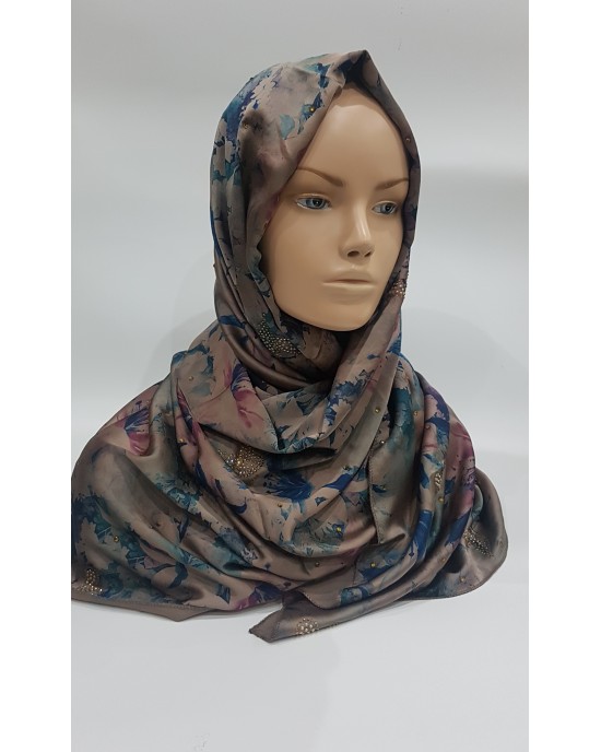 Shades of Blue Duchess Satin Scarf - Hijab Style - Occasion Hijabs - HIJ615