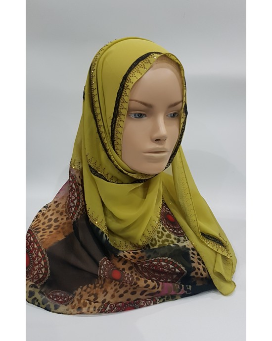 Anan Lime Green Evening Scarf - Hijab Style - Occasion Hijabs - HIJ618