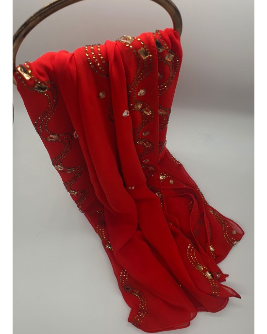 Nayla Occasion Hijab - Red Scarf - Occasion Hijabs - HIJ646