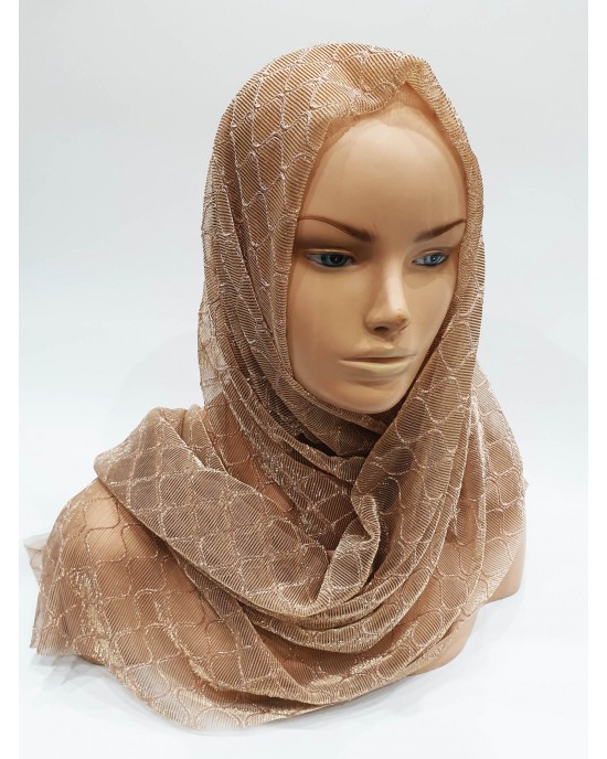 Nude Pink Metallic Iridescent Hijab - Scarf - Occasion Hijabs - HIJAB206