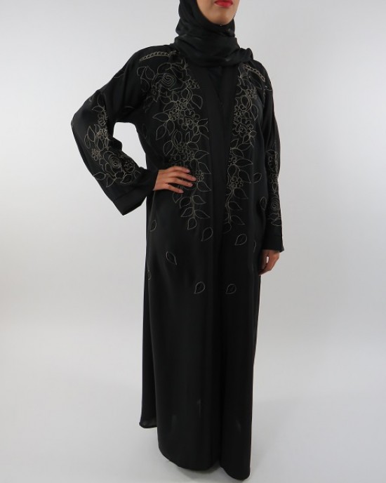Amani’s Black Embroidery Abaya UK Style - Abayas - Abaya107