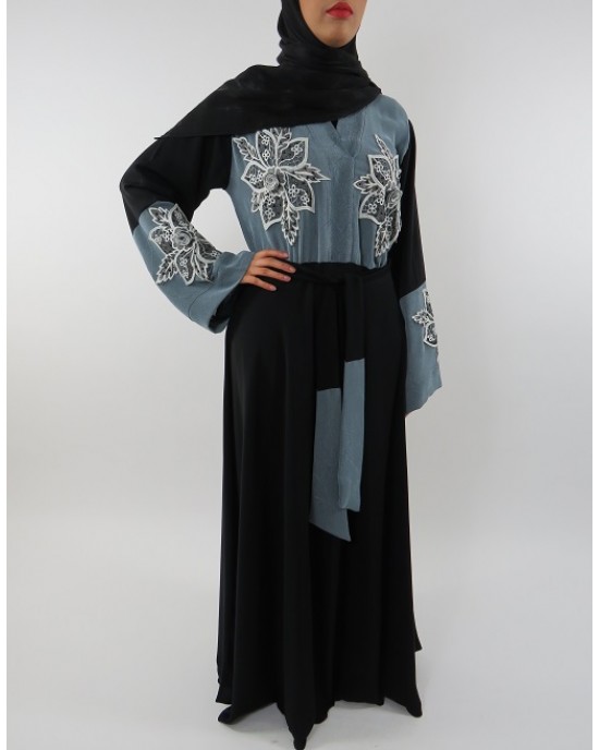 Amani’s Black and Blue Abaya UK Style - Abayas - Abaya115