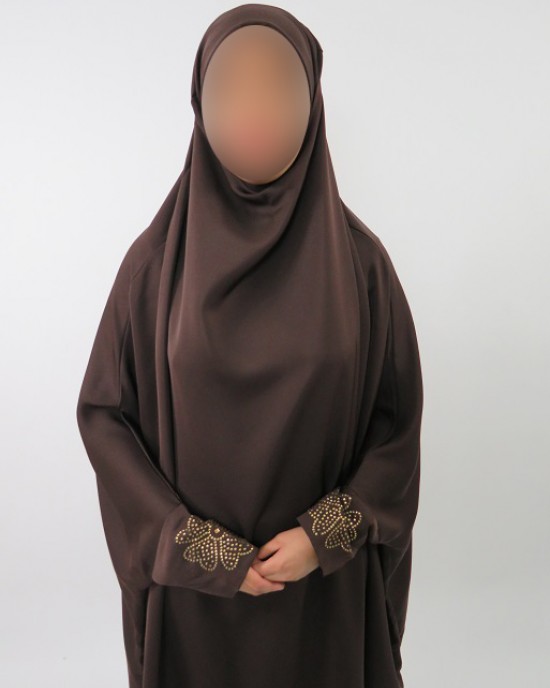 Amani’s Brown Neda Jilbab With Diamantes – Burka – Burqa – Overhead Abaya Style UK - Burqa - Jilbabs - Burka - NedaJilbab003