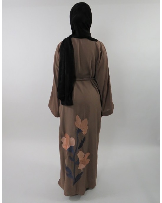 Amani’s Floral Embroidery Open Abaya Jacket Style UK - Abayas - Abaya015