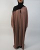 Amani’s Full Pleated Light Brown Open Abaya Style UK - Abayas - Abaya031