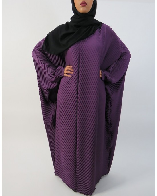 Amani’s Full Pleated Purple Abaya Style UK - Abayas - Abaya032