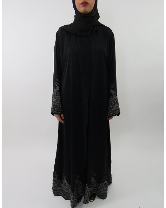 Amani’s Heavy Beaded Open Abaya Jacket Style UK - Abayas - Abaya042