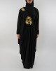 Amani’s Jersey Stretch Black and Gold Abaya UK Style - Abayas - Abaya102