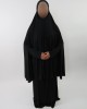 Amani’s Plain Black Jersey Stretch 2 Piece Jilbab – Burka – Burqa UK OverHead Abaya Style - Burqa - Jilbabs - Burka - JerseyJilbab003