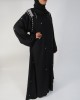 Amani’s Silver and Black Occasion Open Abaya Style UK - Abayas - Abaya001