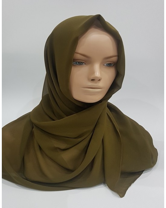 Amani’s Lightweight Army Green Georgette Scarf Crepe – Hijab Style UK - Everyday Hijabs - Hijab045