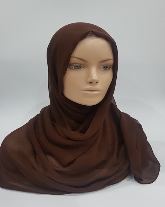 Amani’s Lightweight Chocolate Georgette Scarf Crepe – Hijab Style UK - Everyday Hijabs - Hijab046