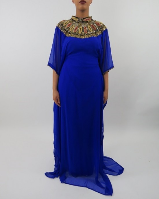 Amani’s Blue Short Sleeve Occasion Kaftan – Maxi Dress Style UK - Occasion Kaftans - Kaftan015